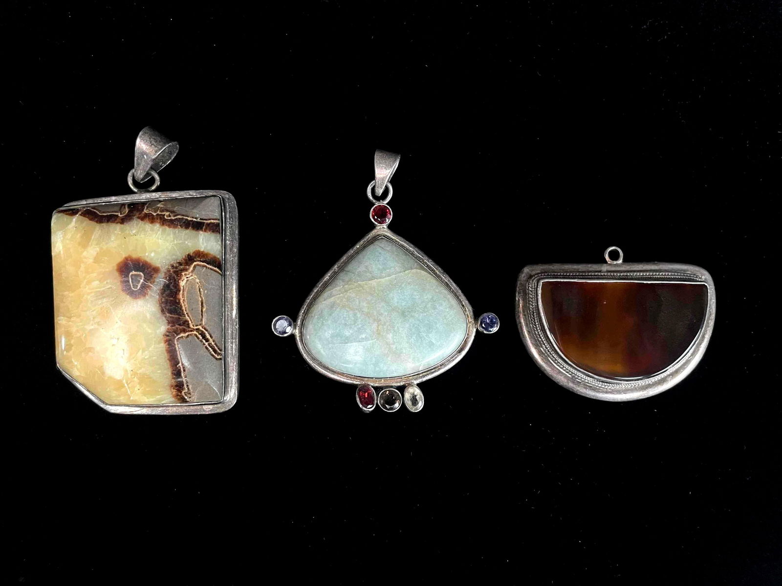 Three Sterling Silver Stone Pendants (1 of 10)