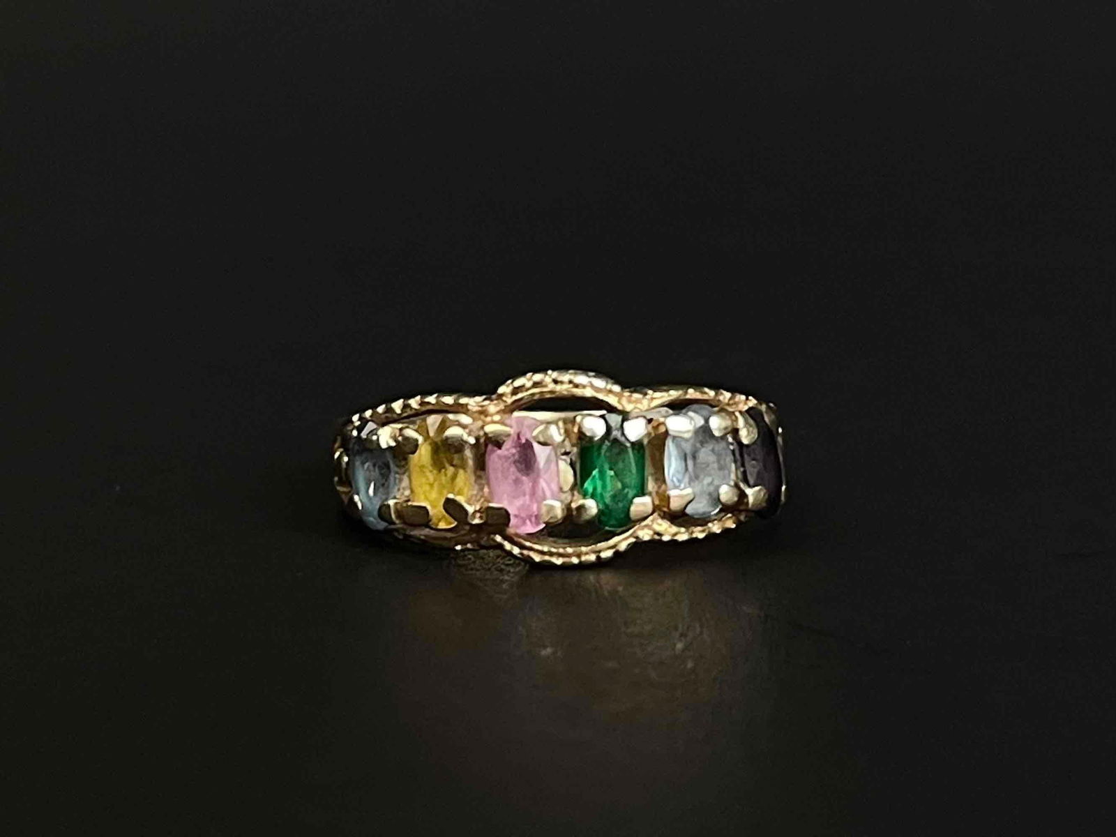 14K Yellow Plumb Gold and Multicolor Gemstone Ring (1 of 8)