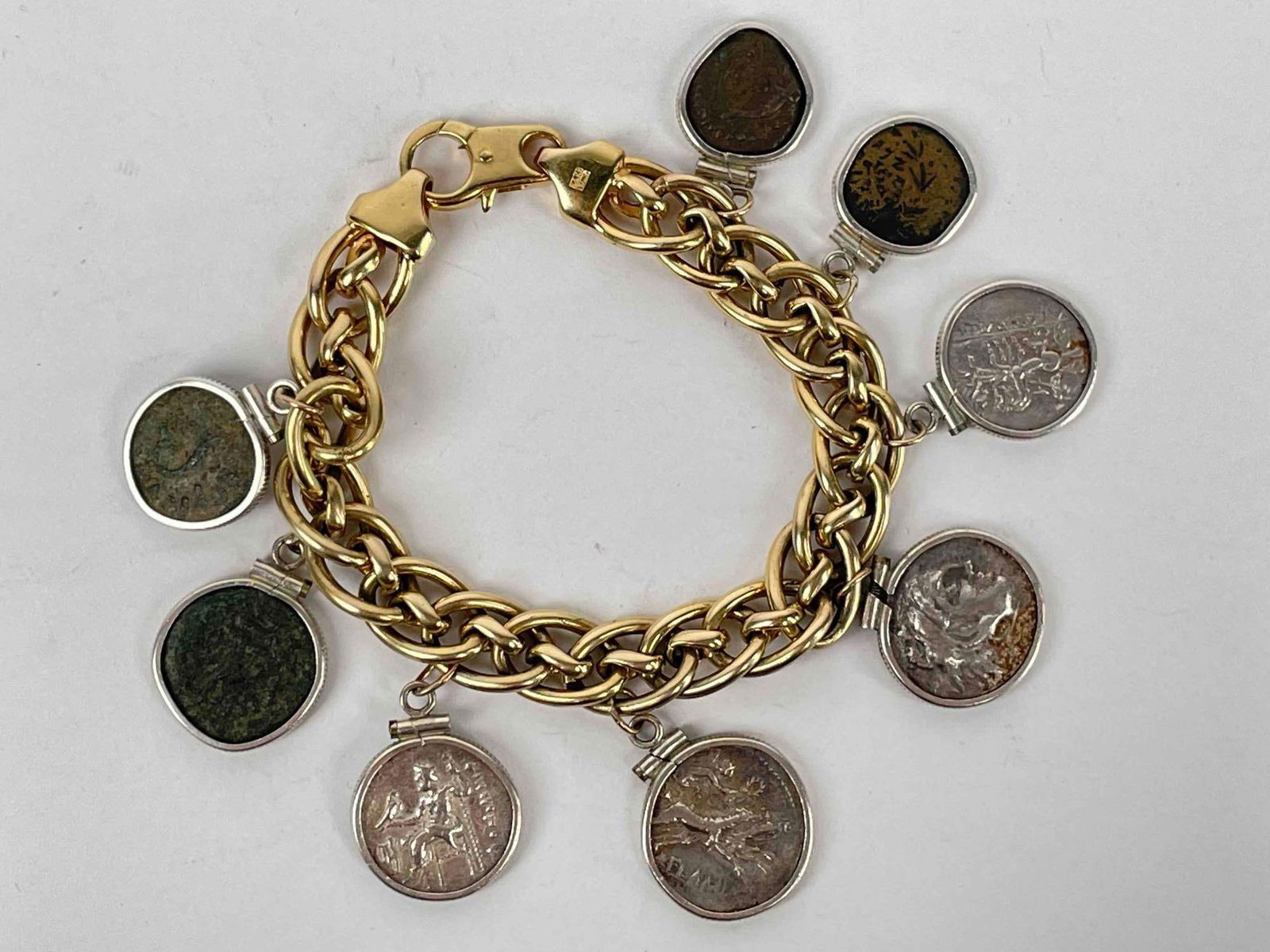14K Italian Gold Antique Coin Bracelet (1 of 11)
