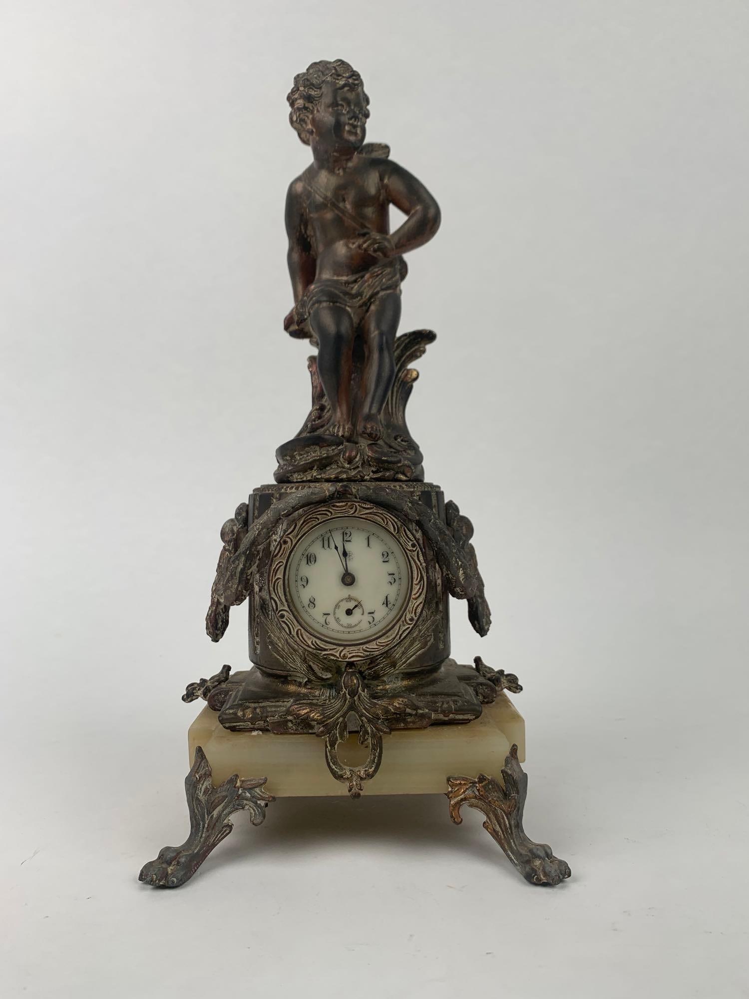 French Louis XV Style Filded Figural Novelty Clock (1 of 12)