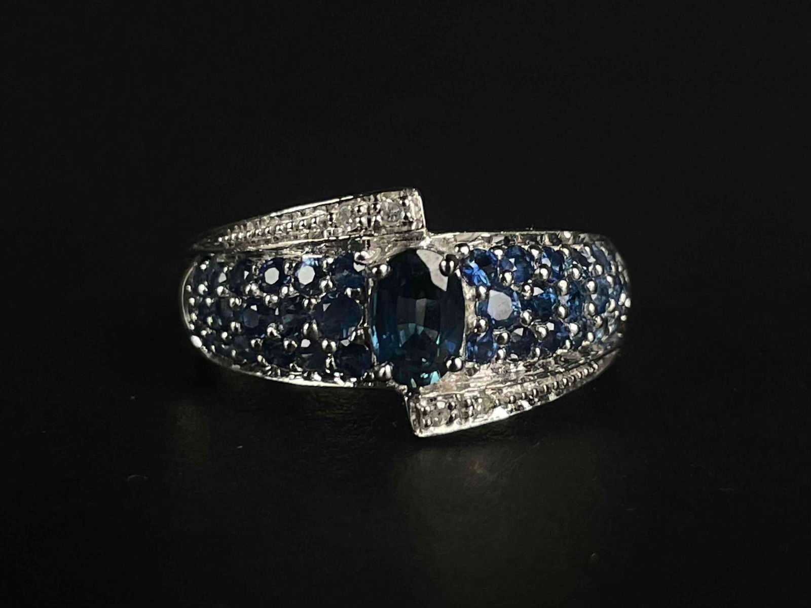 10K White Gold Sapphire and Diamond Ring (1 of 9)