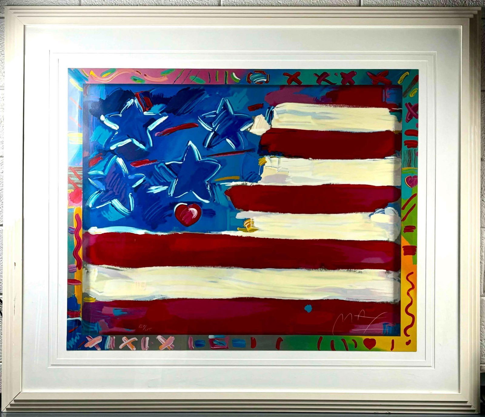 Original Peter Max "Flag with Heart" Mixed Media (1 of 9)