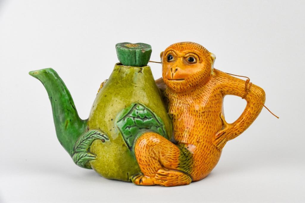 Chinese Sancai Pottery Monkey Teapot (1 of 8)
