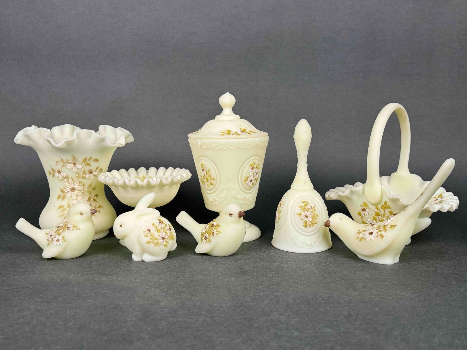 Fenton Daisies on Satin Custard Glass (1 of 12)