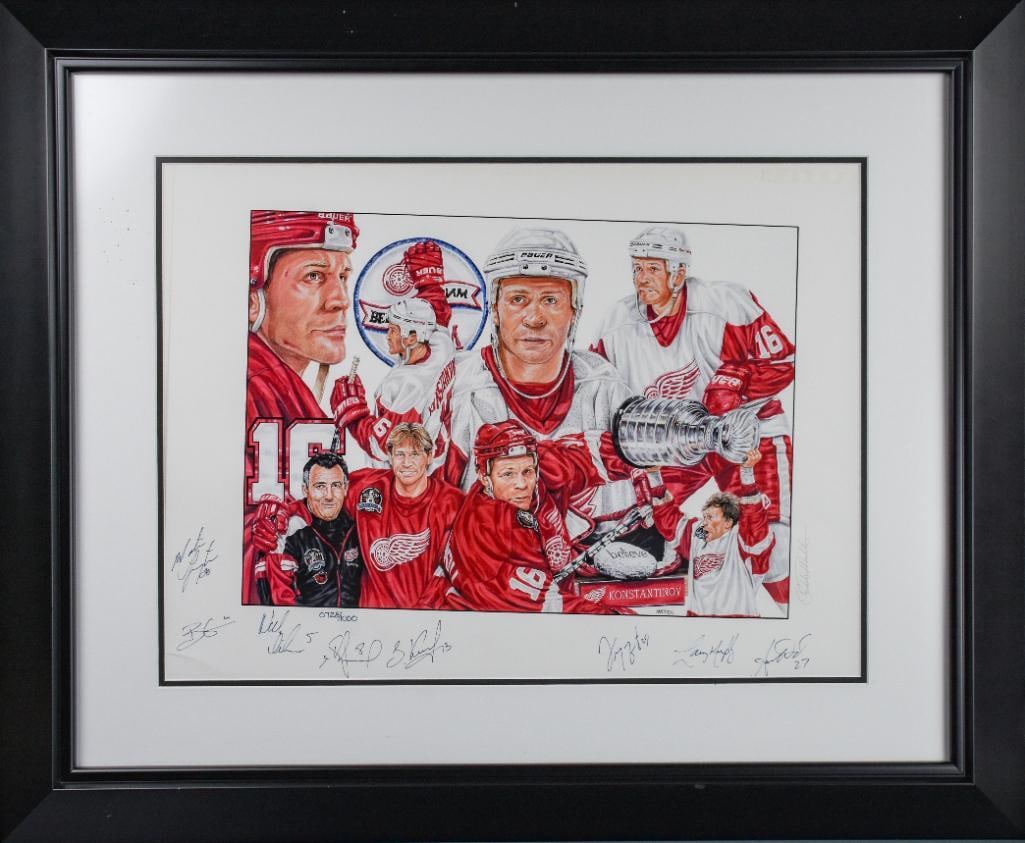 Signed Detroit Red Wings Stanley Cup Framed Lithograph (Paul Madden) (1 of 10)