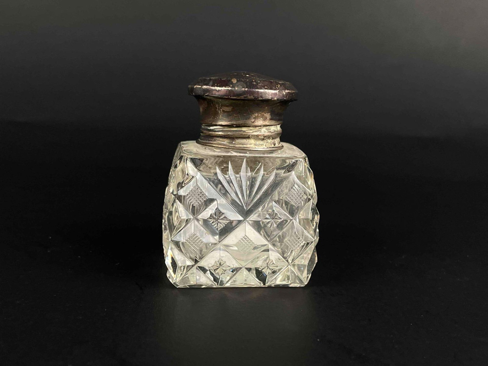 Antique Brilliant Cut Crystal Perfume Bottle with Sterling Silver Top (1 of 11)