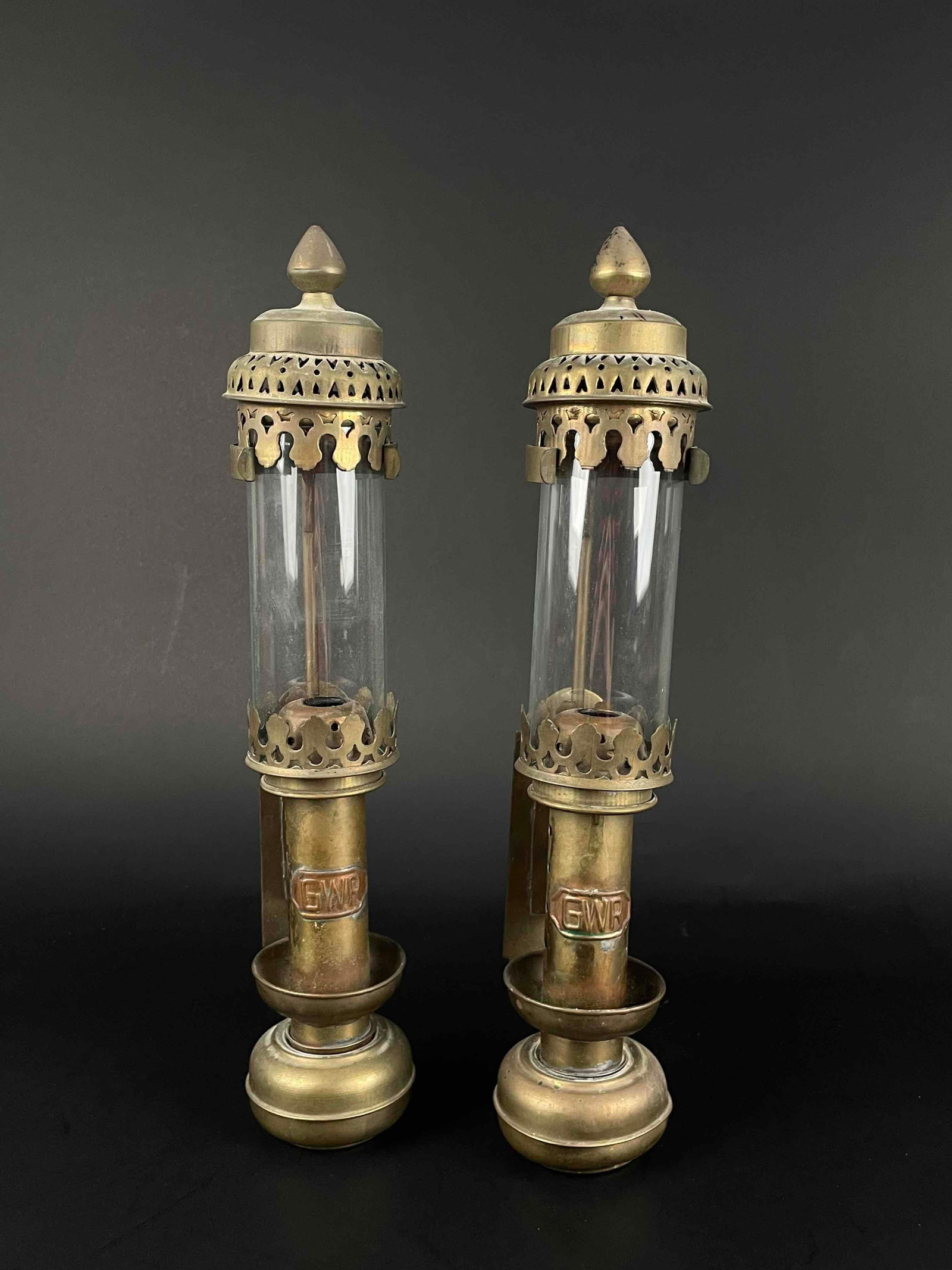 Pair of Antique Railroad Brass Candle Wall Sconces (1 of 12)