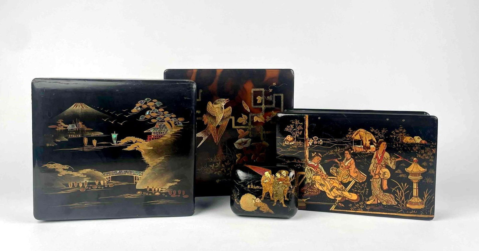 Four Antique Asian Lacquer Gilt Boxes (1 of 12)