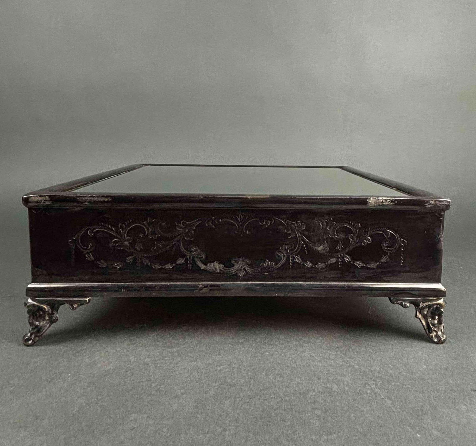 Large Antique Square Footed Plateau Vanity Mirror (1 of 11)