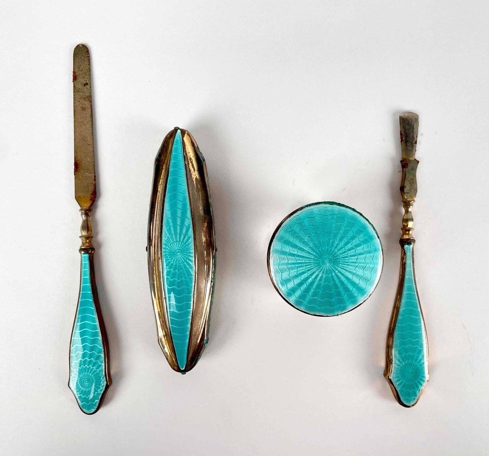 Antique Crystal and Guilloche Manicure Set (1 of 9)