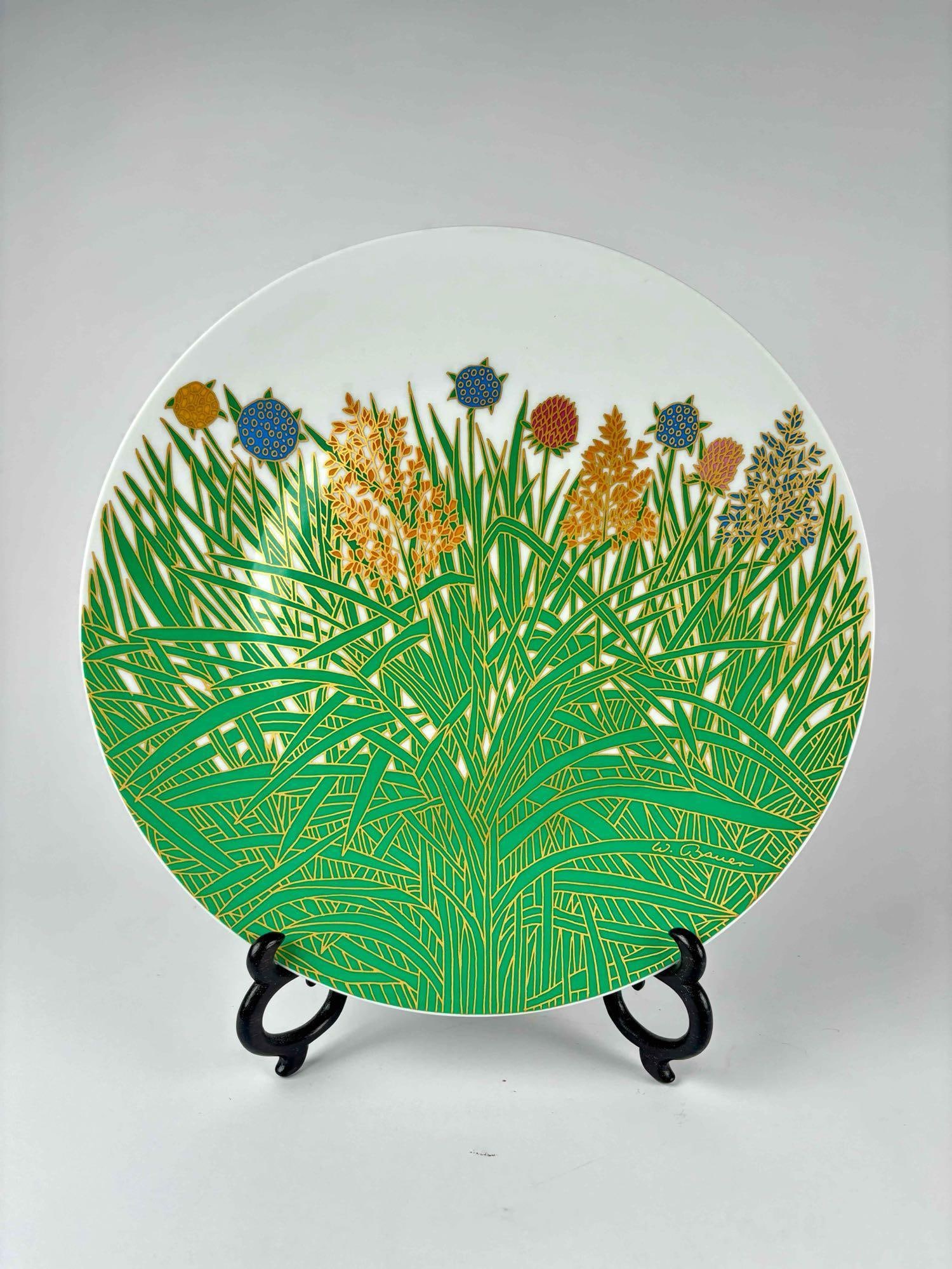 MCM Floral Wall Plate (Wolf Bauer, Rosenthal): Wolf Bauer modern floral wall plate designed by Wolf Bauer for Rosenthal Germany. No chips, cracks or scratches. Please see photos for additional details. Diameter: 13" Weight: 3 lbs Please note all l