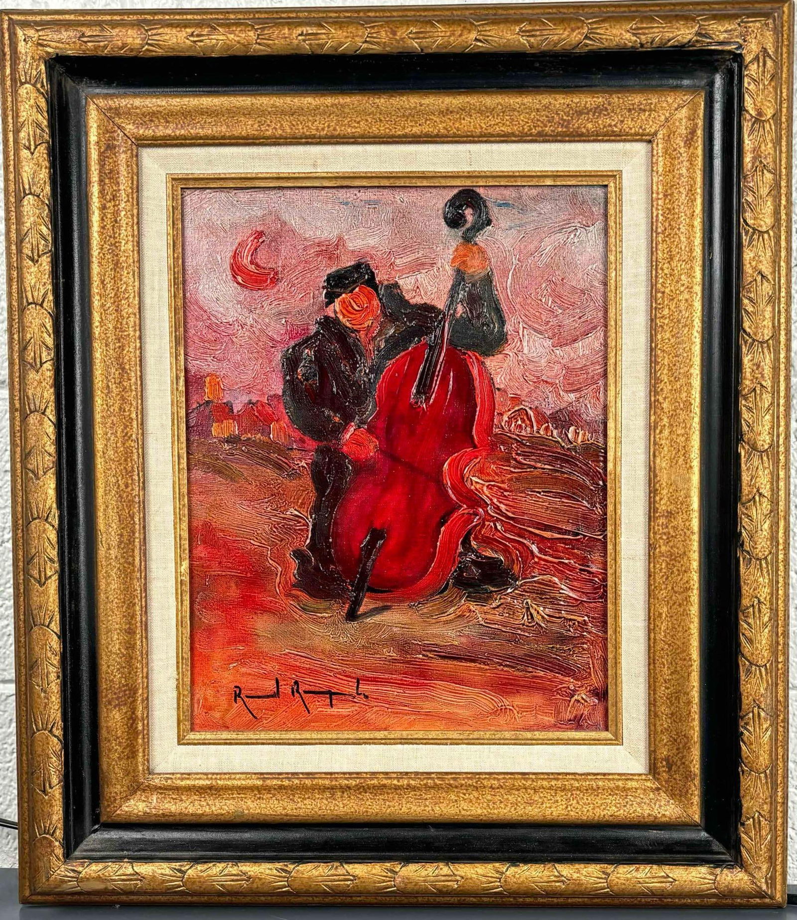 "Cello Player" Signed Oil on Canvas (1 of 6)