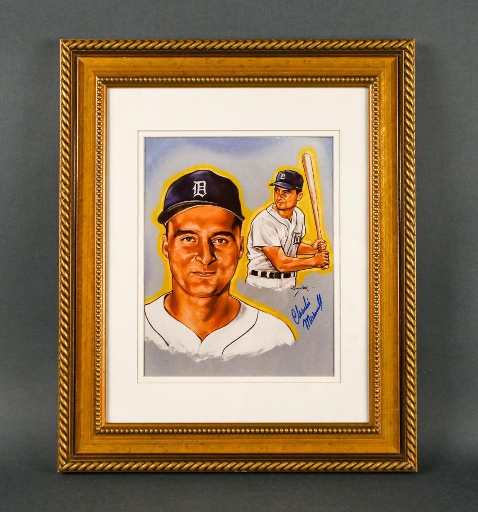 Doug West Painting Signed by Charlie Maxwell (Detroit Tigers) (1 of 9)
