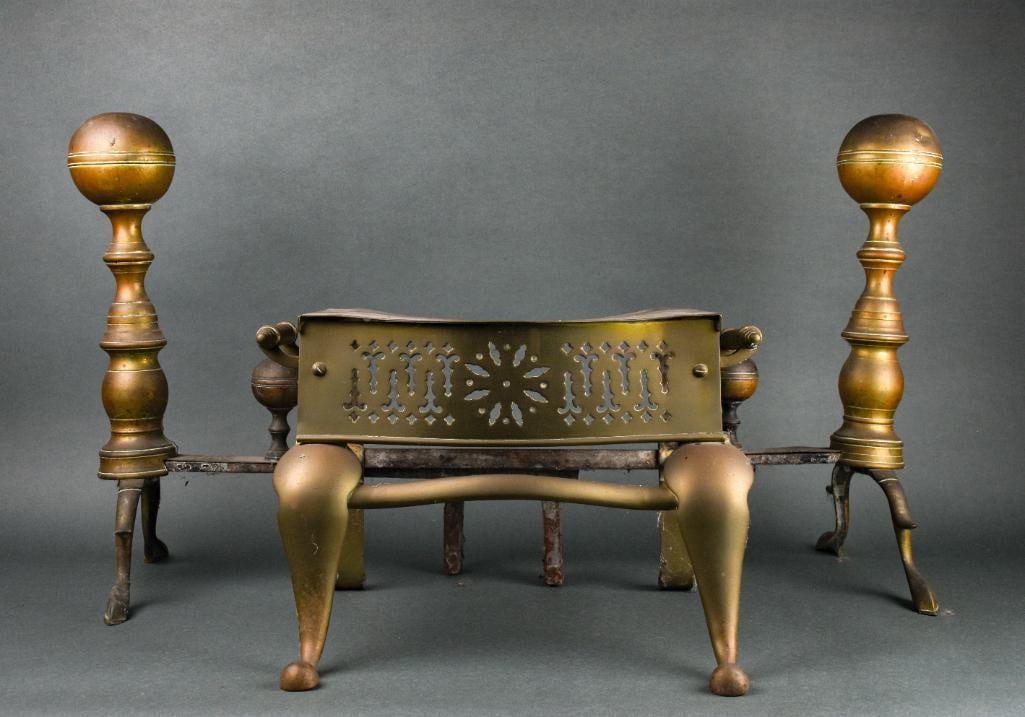 Antique Brass Fireplace Footman and Andirons (1 of 10)