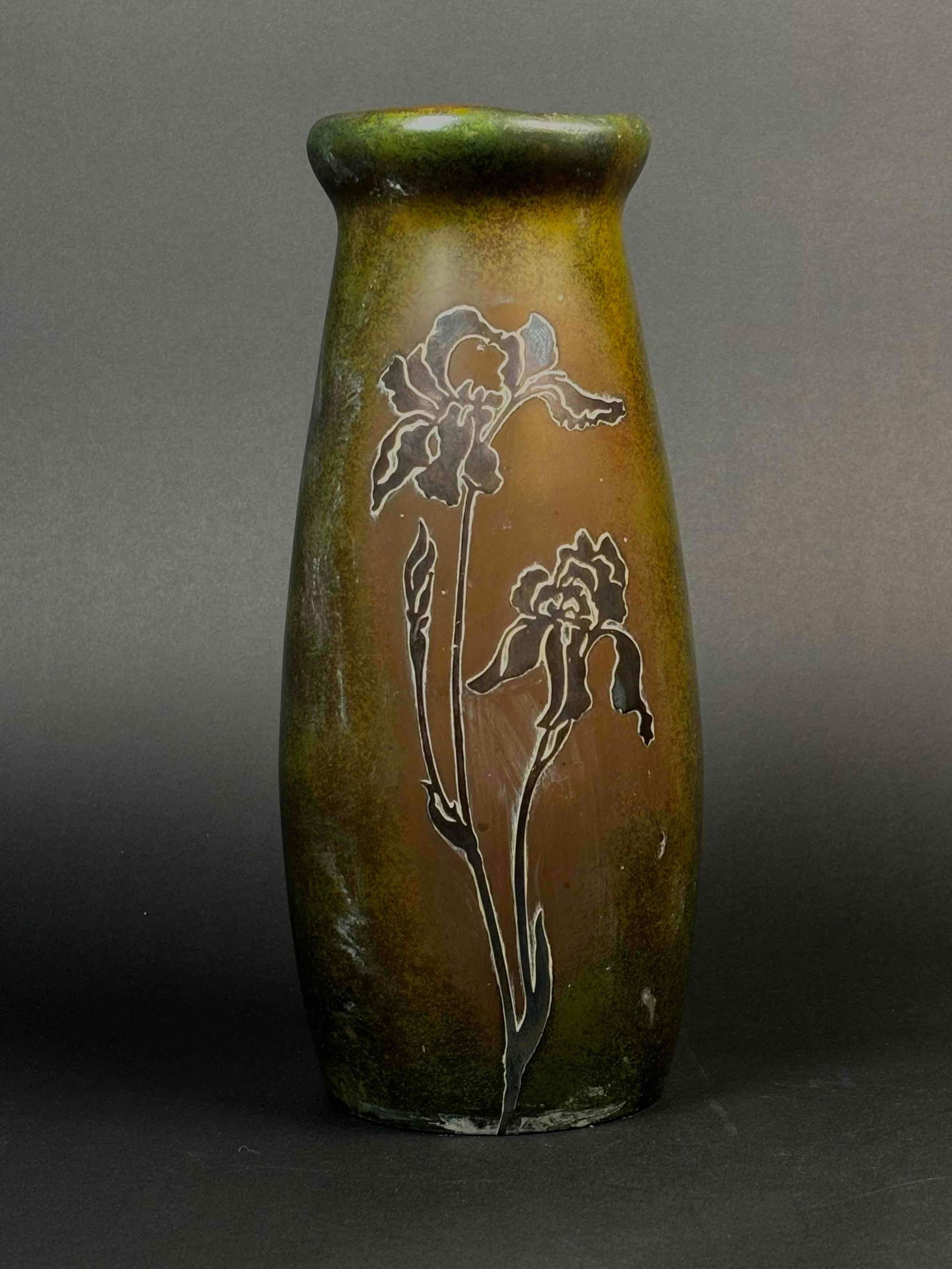 Heintz Arts & Crafts Silver Over Bronze Iris Vase (1912 ) (1 of 9)