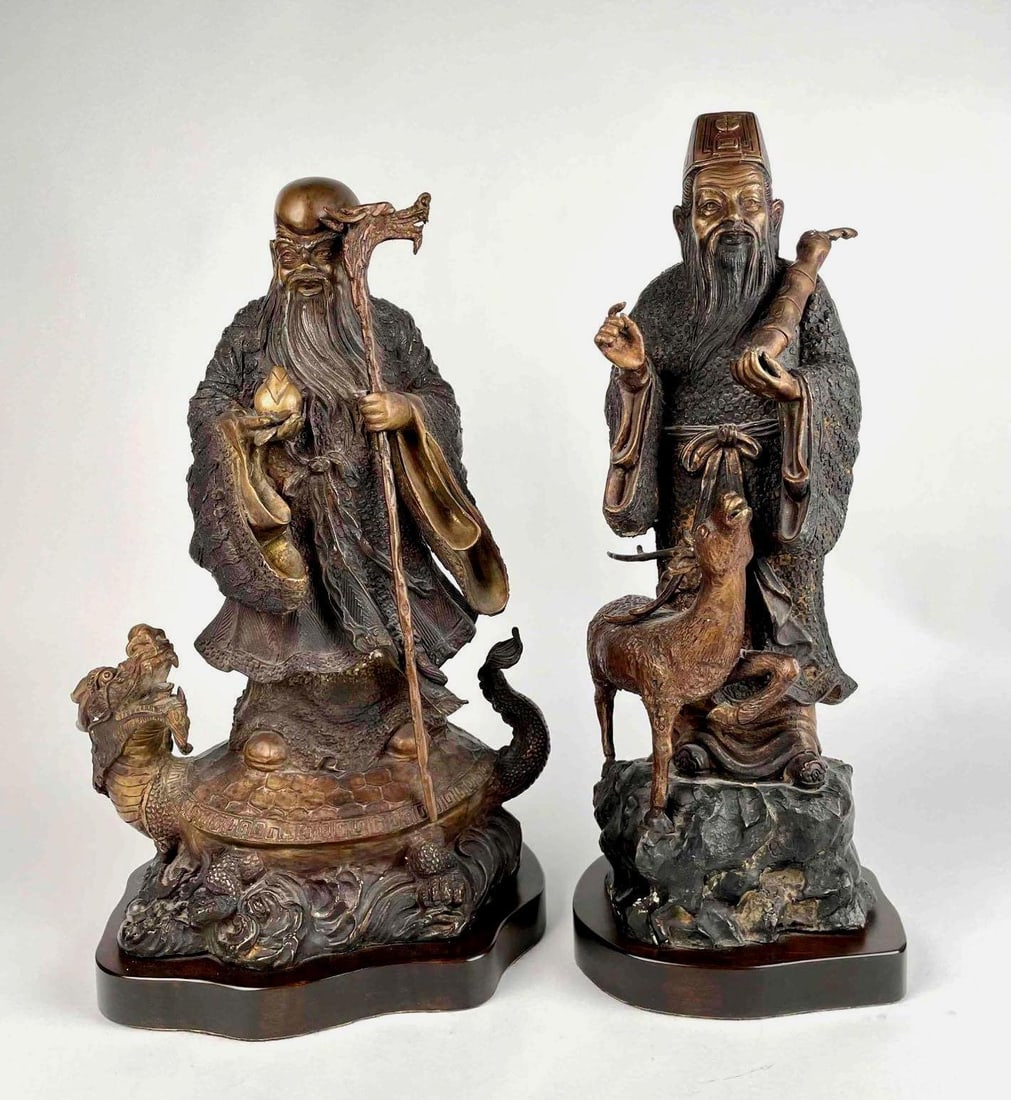 Pair of Frederick Cooper Bronze Chinese Deity Sculptures (1 of 12)