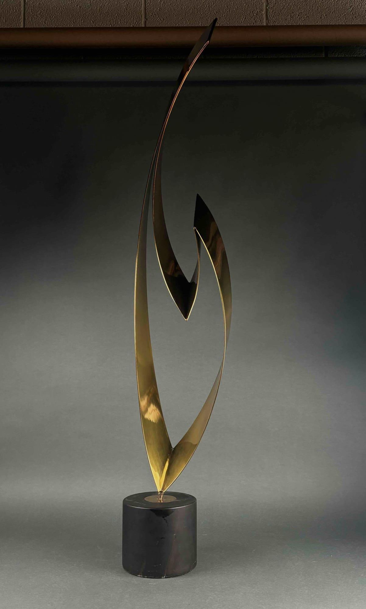 "Eternal Flame" Curtis Jere Brass Sculpture (ca 1980s) (1 of 9)