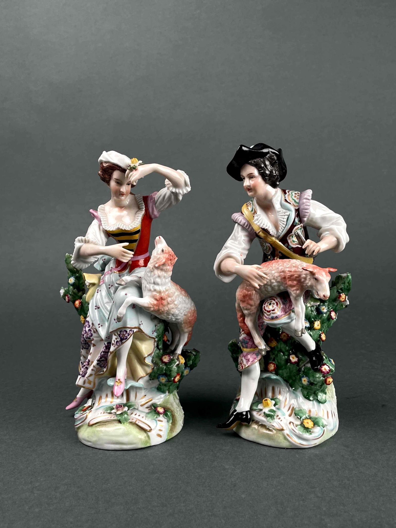 Pair of Crown Derby Porcelain Shepard Figurines (1 of 12)