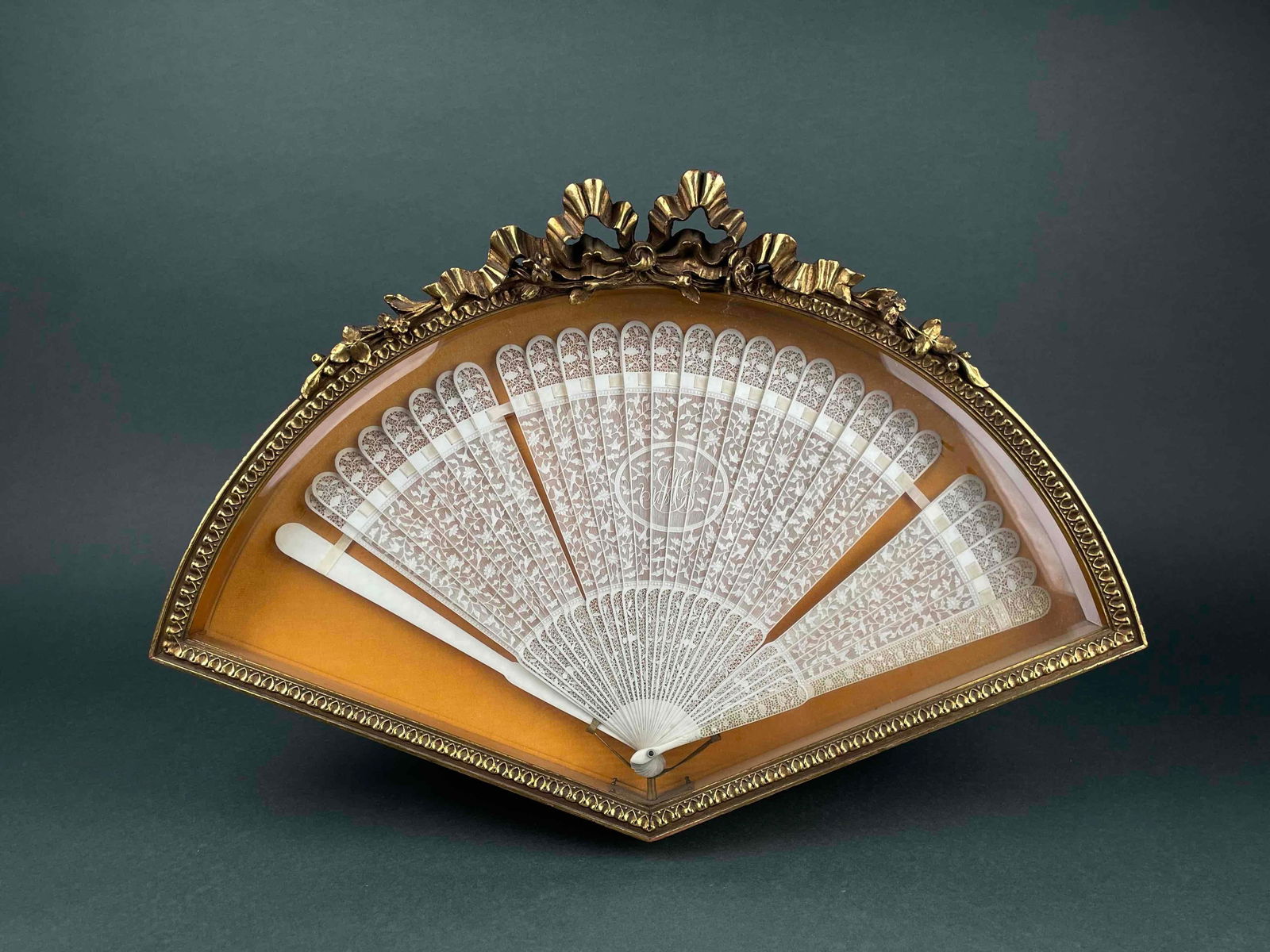 Antique Fan in Shadow Box Frame (1 of 12)