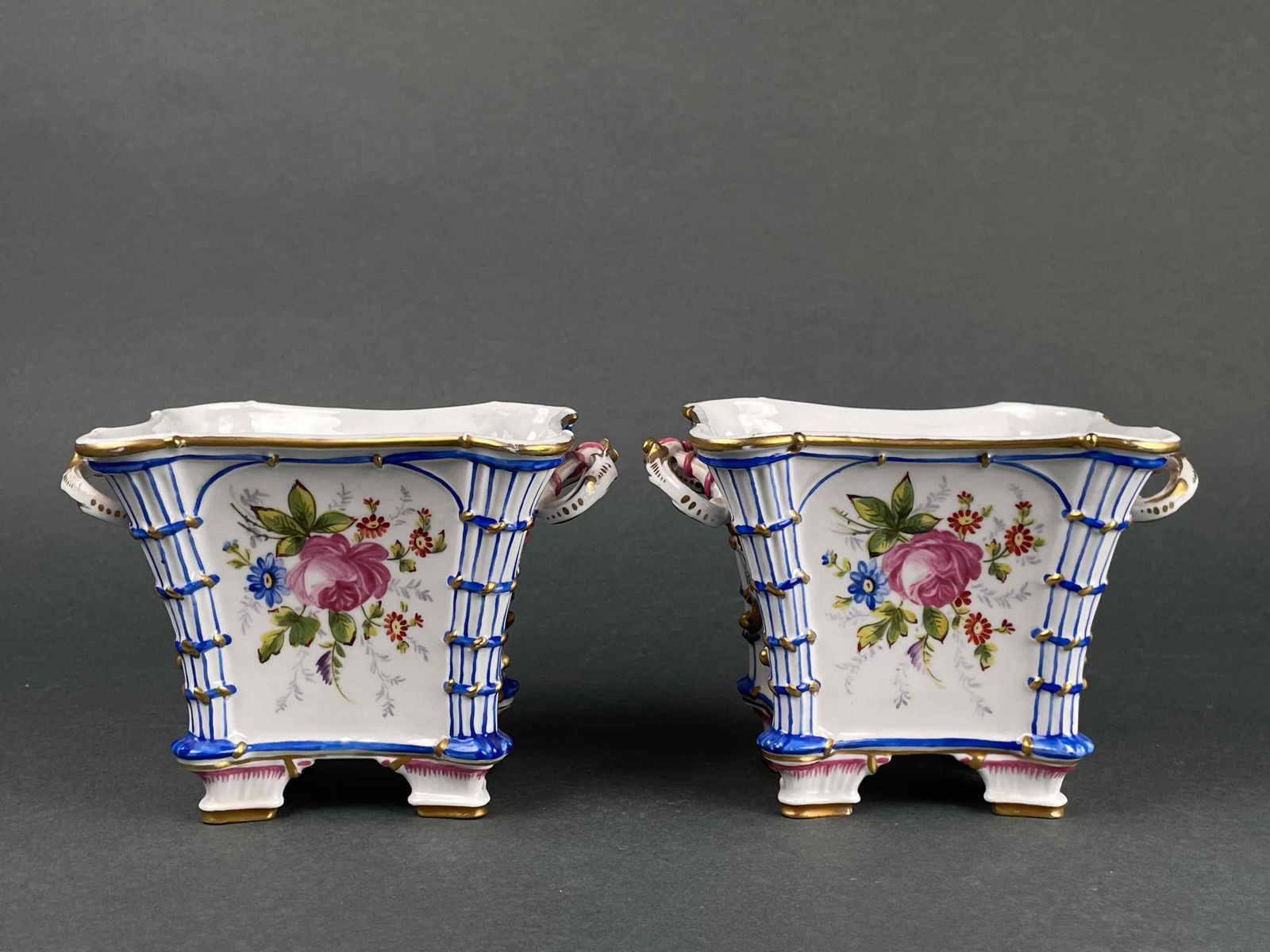 Pair of French Porcelain Hand Painted Planters (1 of 11)