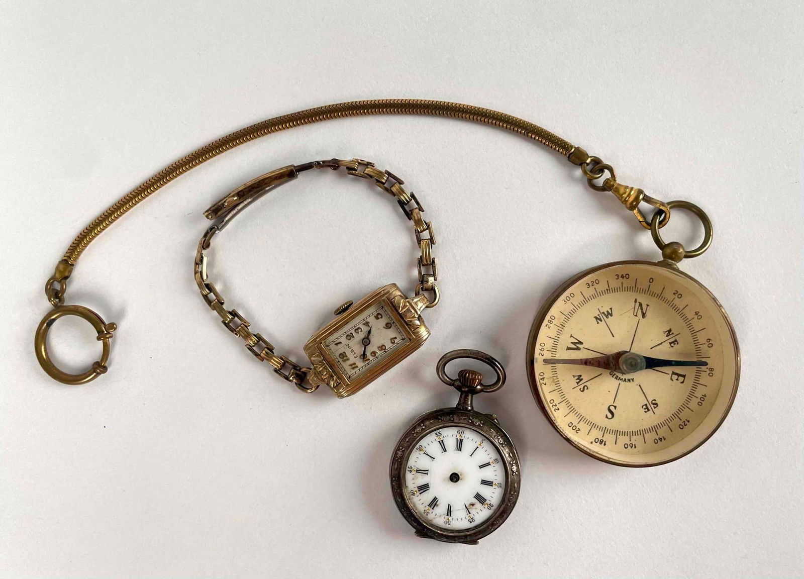 Assorted Pocket Watch, Compass, and Elgin Wrist Watch (1/20-12K Gold Filled) (1 of 11)