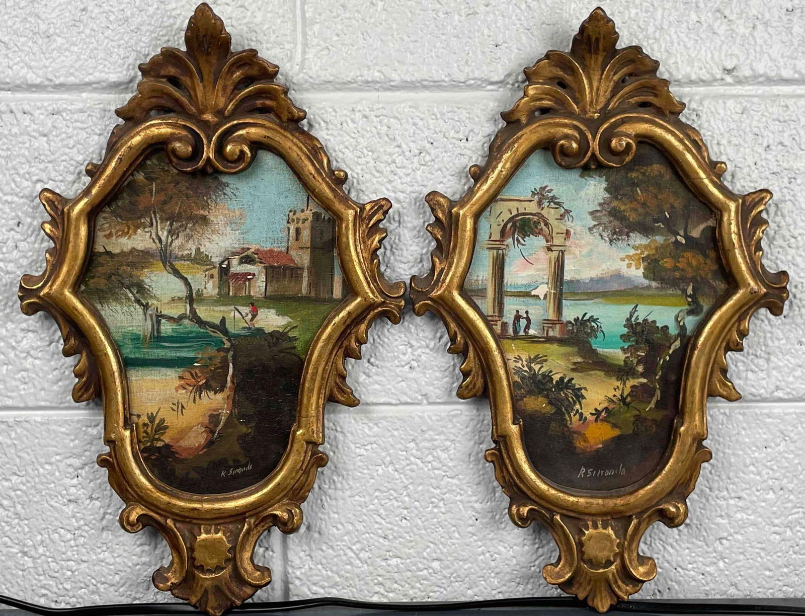 Signed Pair of Landscape Paintings in Ornate Frames (1 of 12)