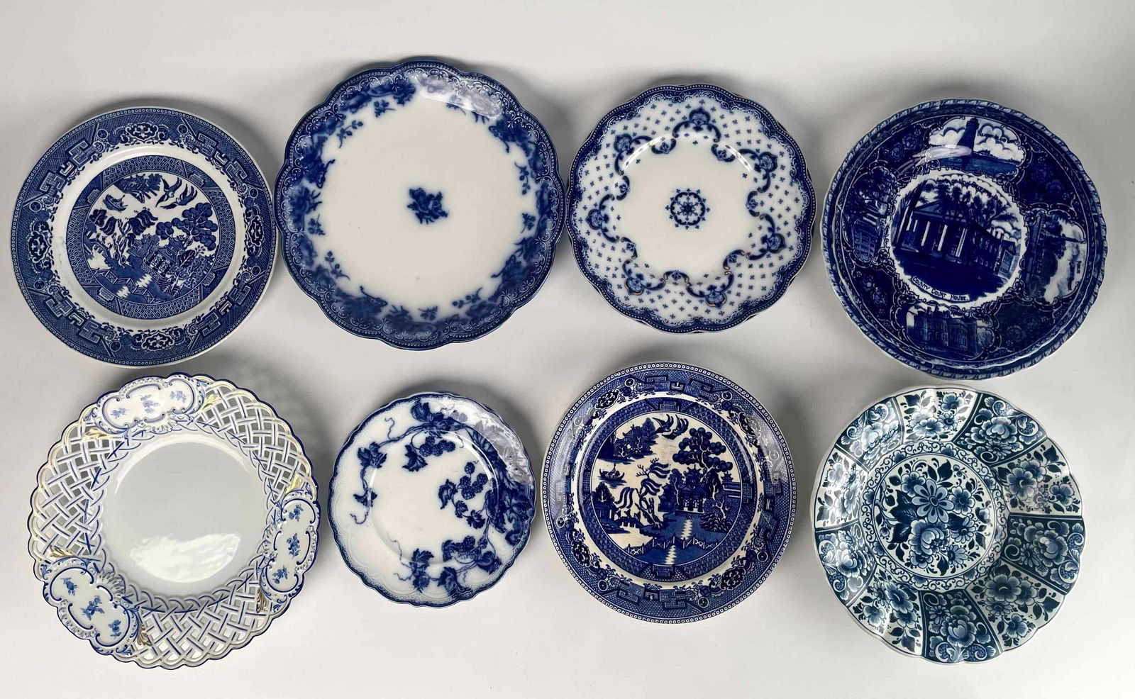 Thirteen Pieces of Blue and White Porcelain China (Wedgewood, Stafforshire, and More) (1 of 12)