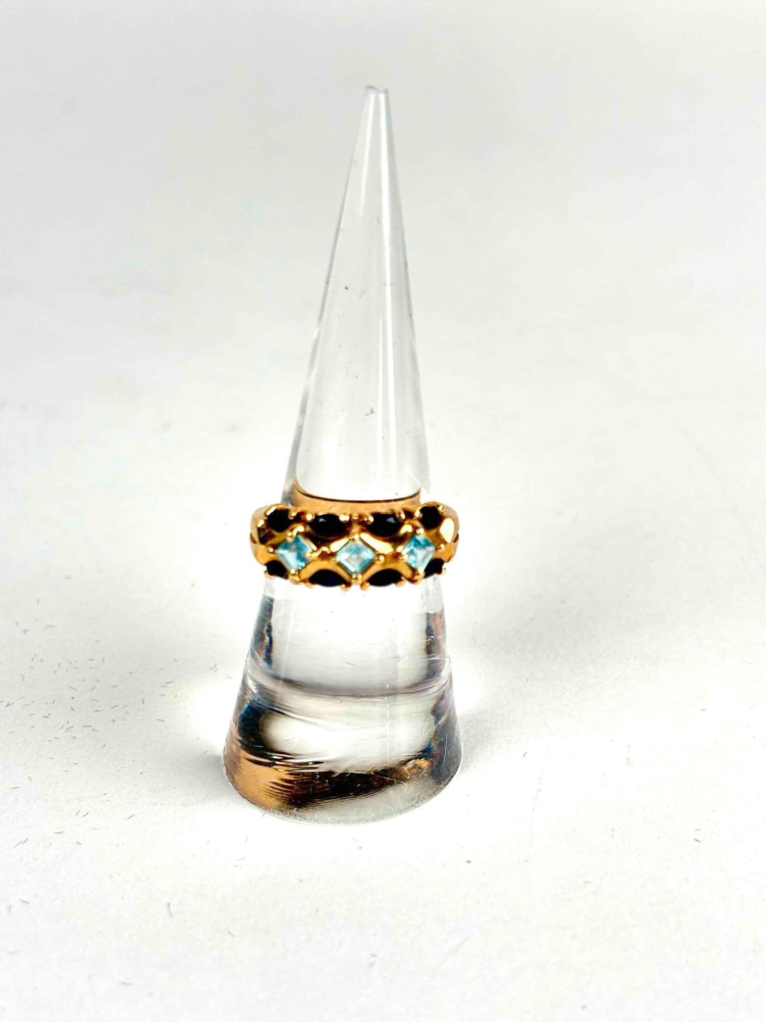 Sapphire and Aquamarine Cocktail Ring in 10k Gold (1 of 7)