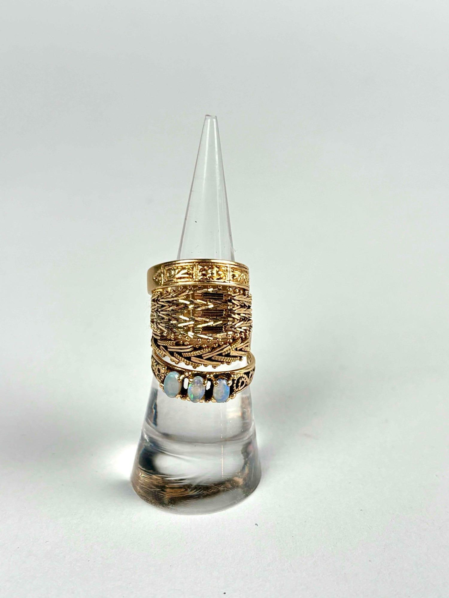 Set of 4 14k Gold Rings (Opal and Woven Gold) (1 of 10)