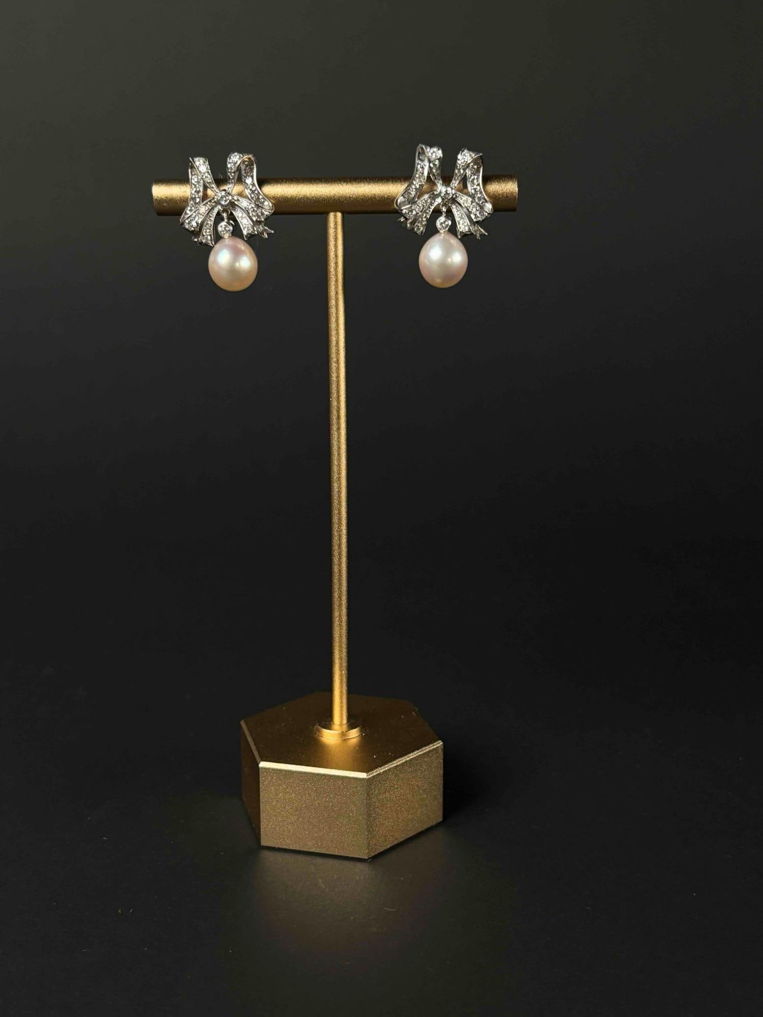 18K White Gold Diamond and Akoya Pearl Earrings (Michael Rose) (1 of 9)