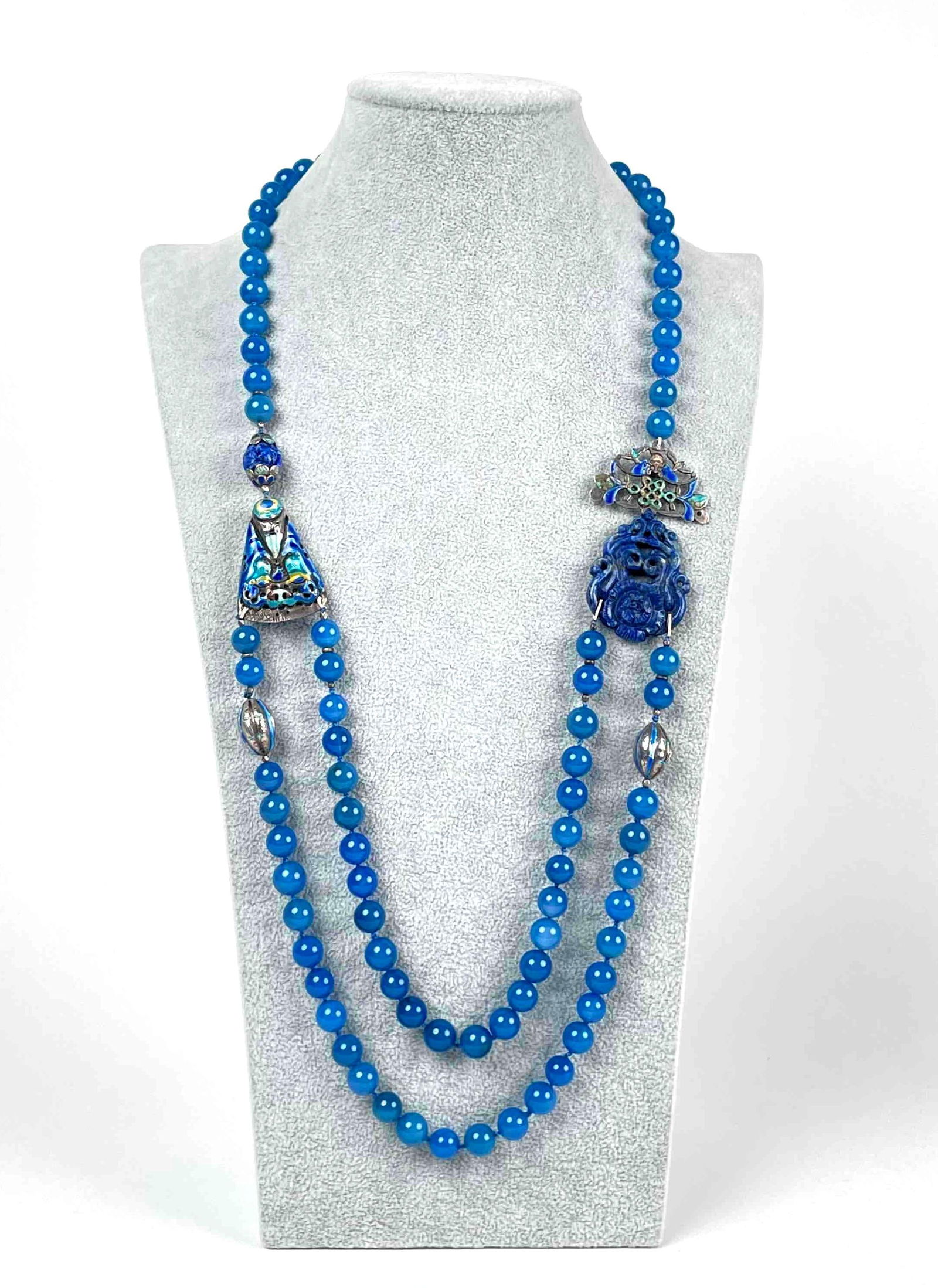 Sterling Silver and Lapis Beaded Necklace (1 of 12)