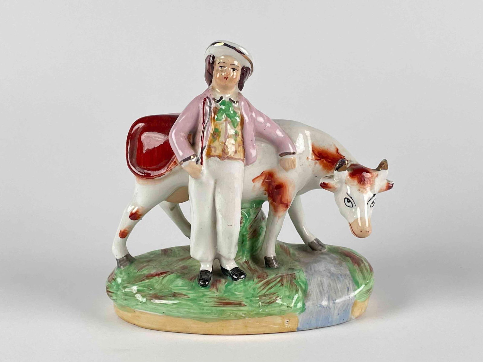 Boy with Cow Figurine (Staffordshire England) (1 of 9)
