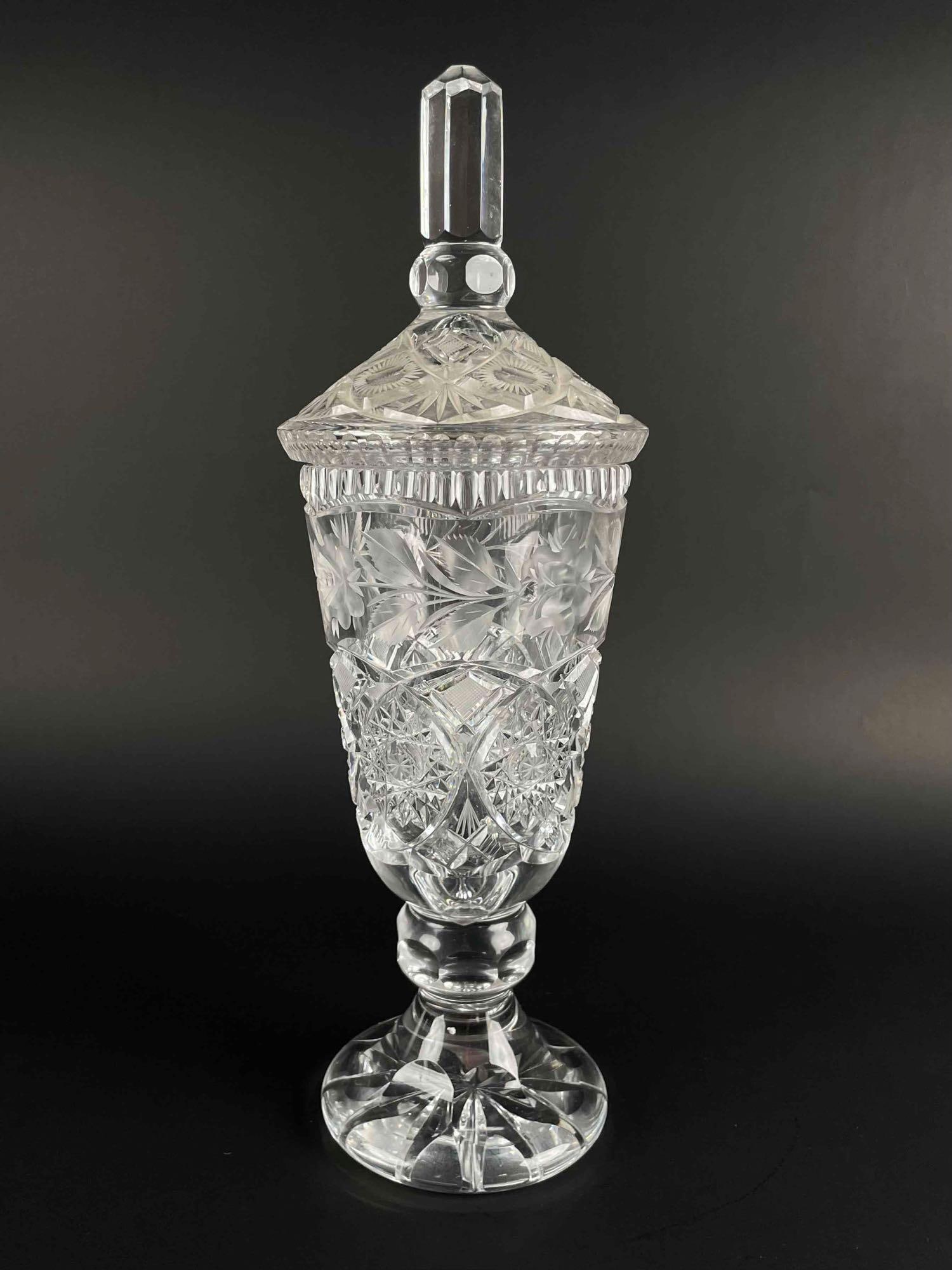 Hand Cut Crystal Footed Urn with Lid (1 of 12)