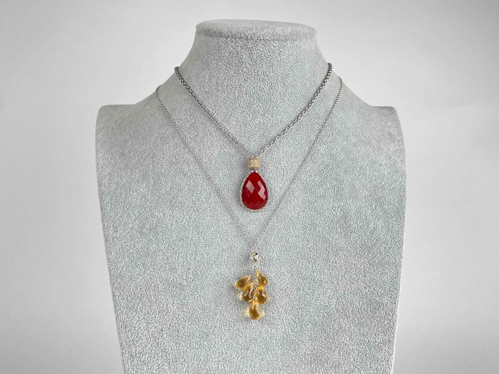 Sterling Silver with Citrine and Carnelian Pendants (1 of 12)