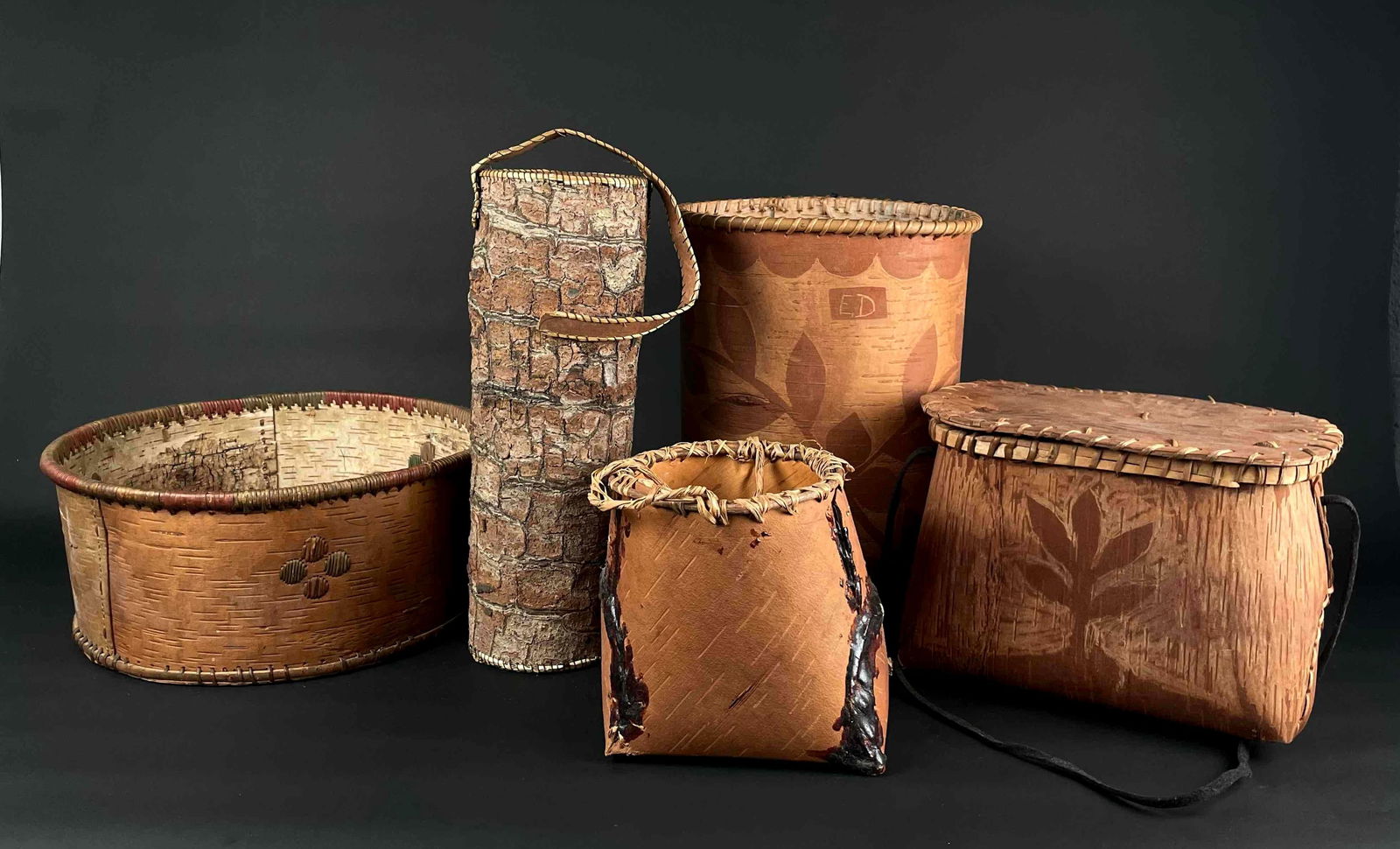 Group of Native American Made Birch Bark Boxes (Canadian Cree) (1 of 12)