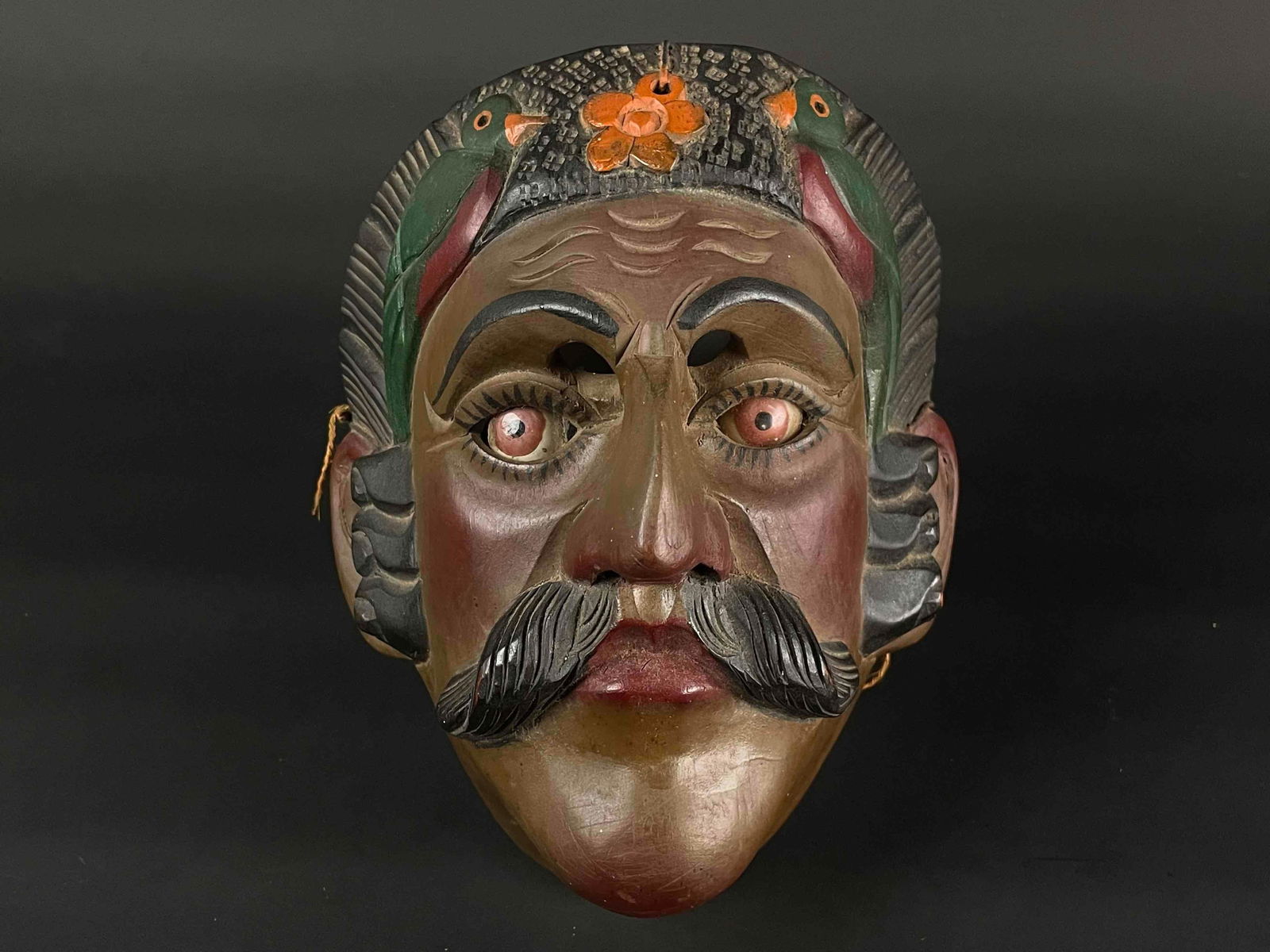 Signed Guatemalan Ceremonial Wood Carved Folk Mask (1 of 12)