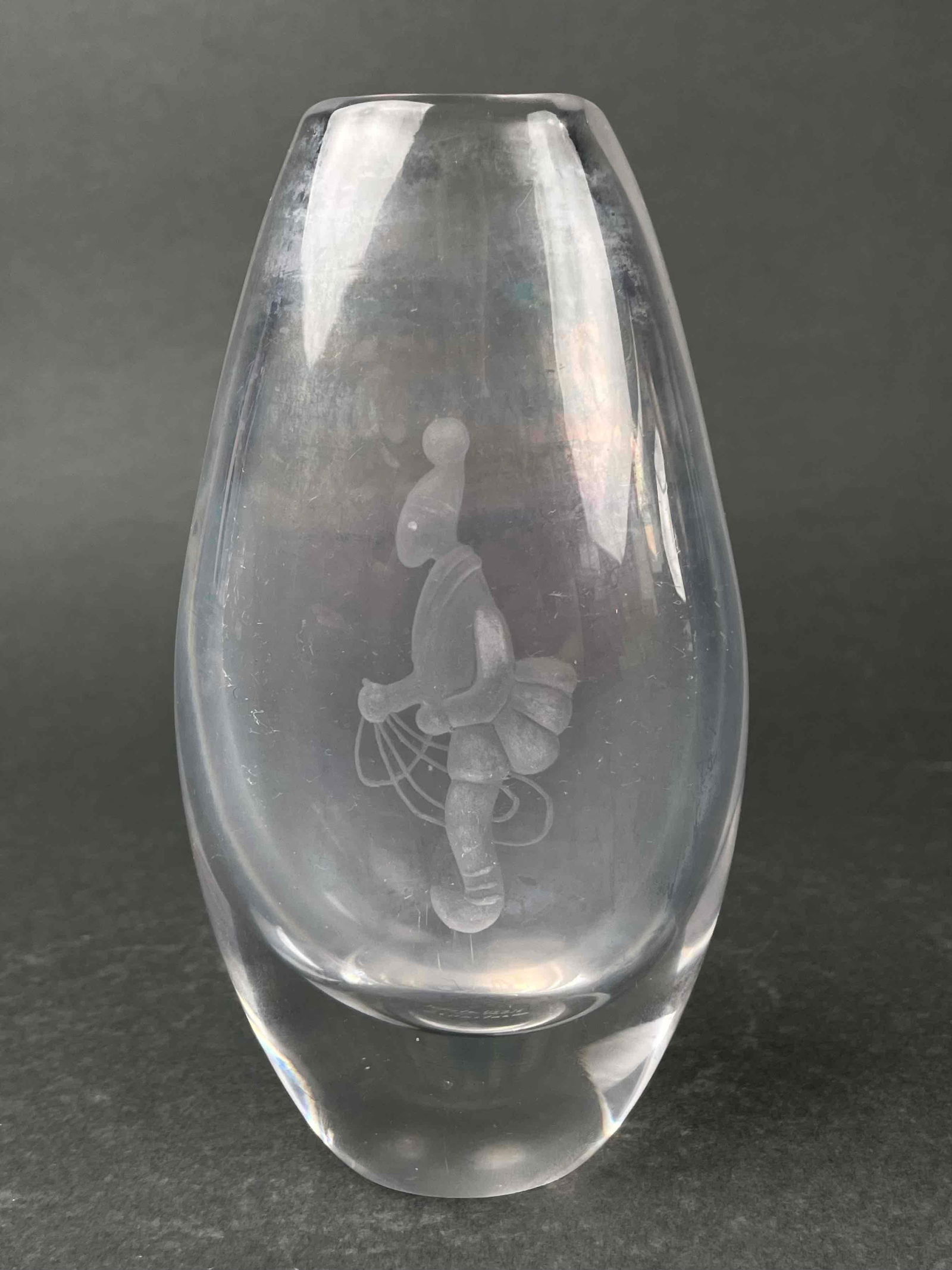 Signed Kosta Boda Engraved Glass Vase (Vicke Lindstrand) (1 of 10)