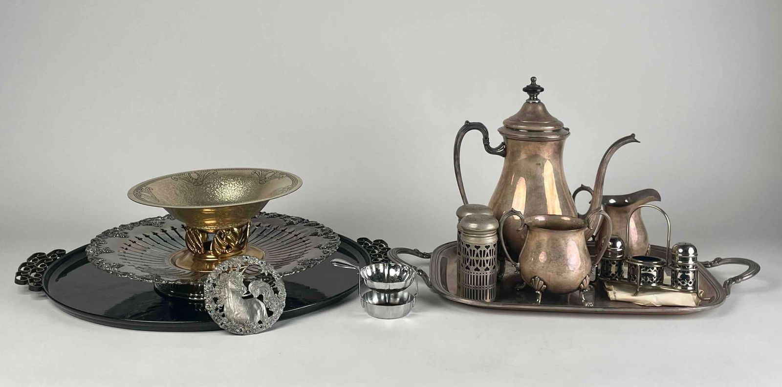 Assorted Antique Tableware (Tea Set, Trays, Shakers, Buckle) (1 of 10)