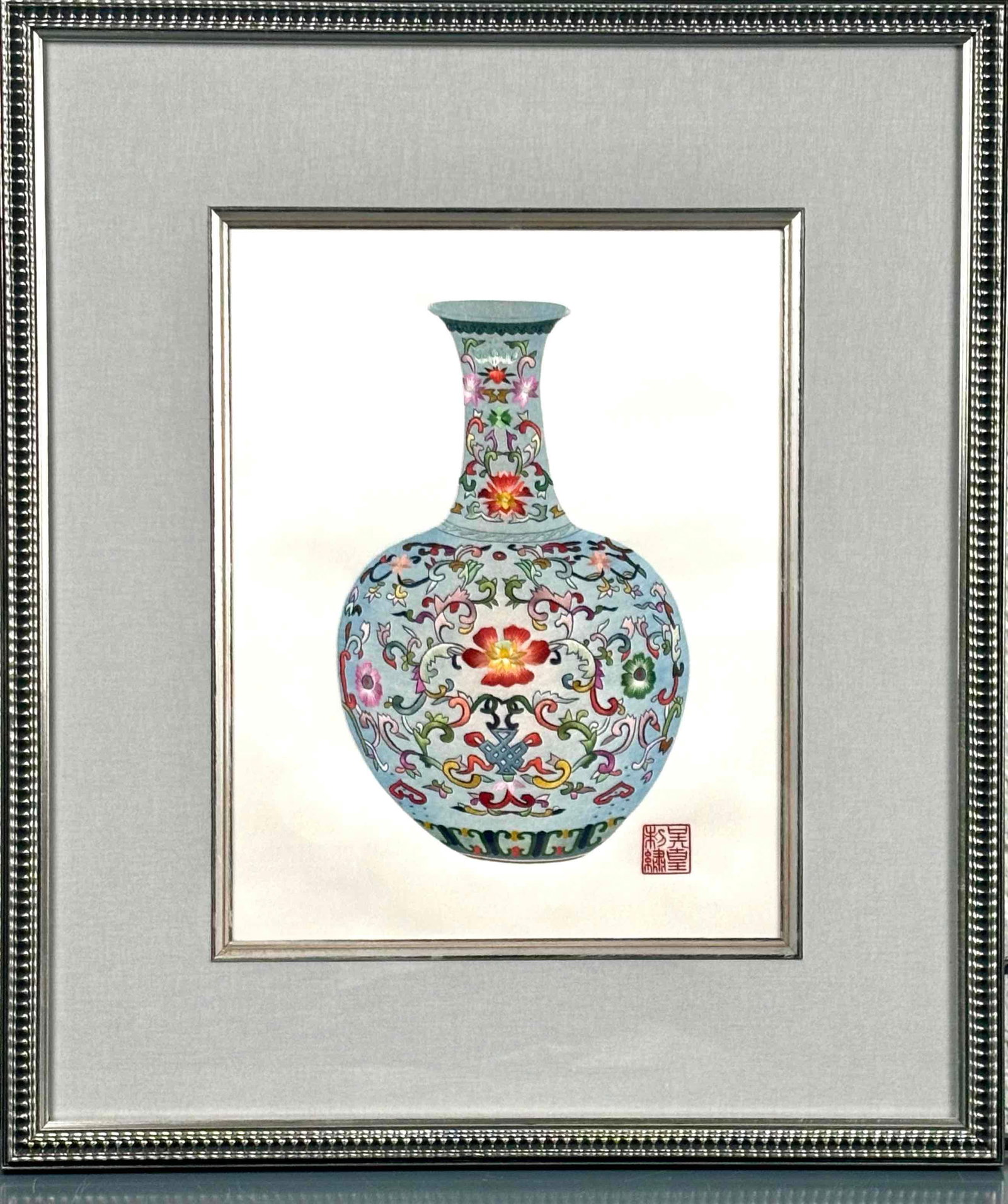 Fine Chinese Embroidery Painting: Fine Chinese embroidery painting. Piece is framed. Artist seal is present in lower right-hand corner. Kept under glass. Excellent condition. Please see photos for additional details. Dimensions: 16" x