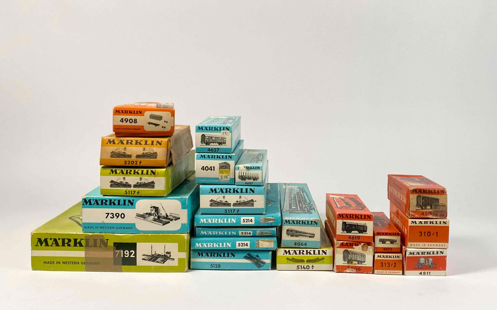 Group of Marklin HO Scale Model Trains, Tracks, and Railroad Crossings (1 of 12)