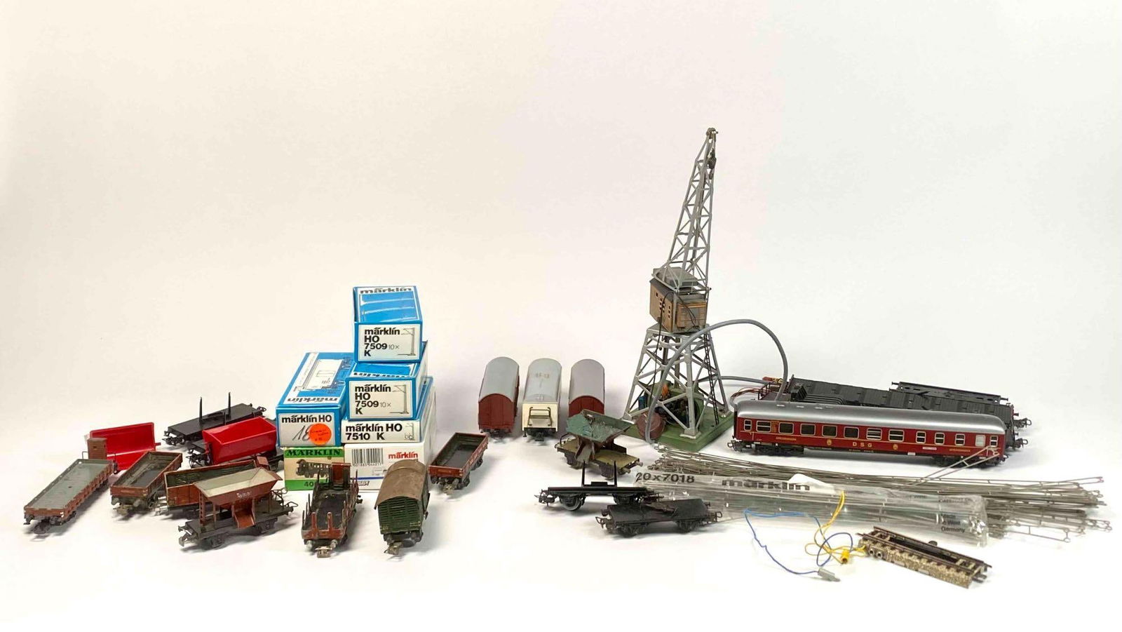Group of Marklin HO Scale Trains, Crane, and Accessories (1 of 12)
