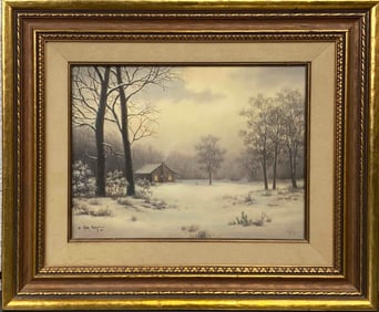Mark Pettit Signed Oil on Canvas Winter Landscape