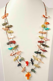 Native American Layered Natural Stone Fetish Necklace