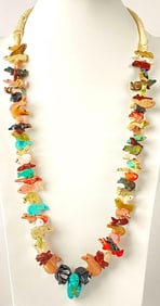 Native American Natural Stone Fetish Necklace on Rope