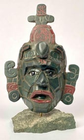 Guatemalan Jade Mosaic Funerary Mask Replica