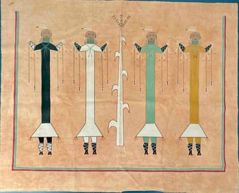 Yei Figures Navajo Memory Painting on Muslin