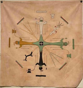 Yei Figures Navajo Memory Painting on Muslin