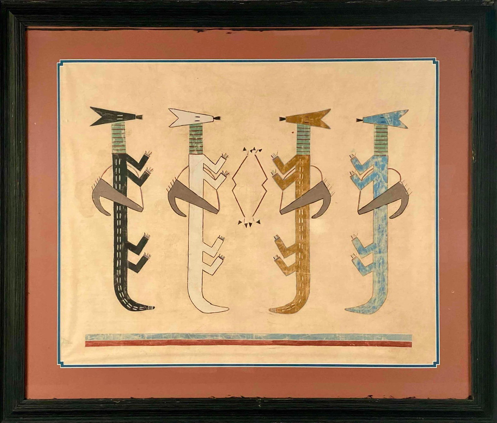 Framed Yei Figures Navajo Memory Painting on Muslin (1 of 8)