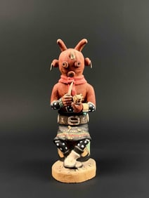 Signed Marlon Huma "Mud Head" Carved Hopi Kachina Doll