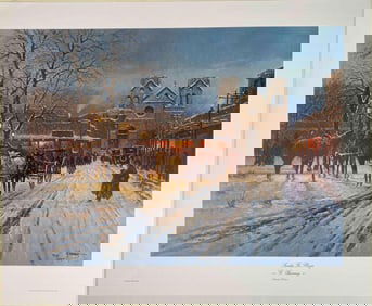 Signed G. Harvey "Santa Fe Plaza" Limited Edition Reproduction Print (COA)